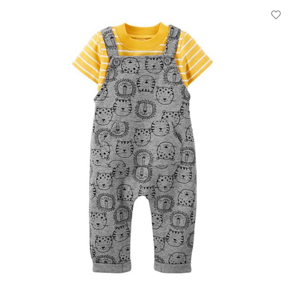 Carter's 3 mo Lion Tiger Overall Set & 6 mo Dinosaur PJ's - Picture 2 of 6